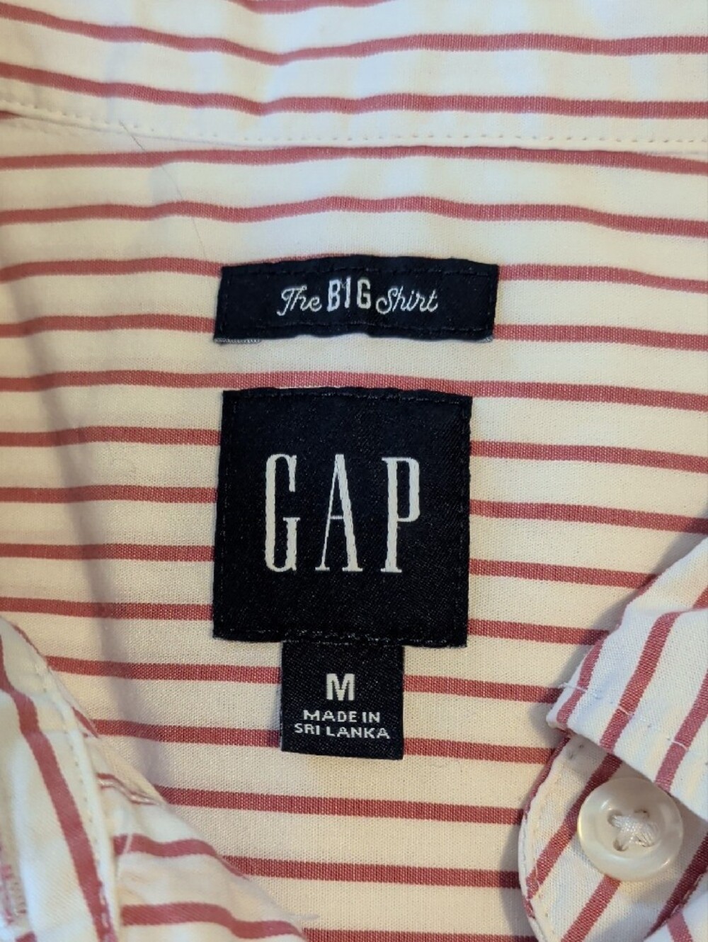 GAP Women's Pink and White Vertical Stripe Button-Up Shirt "The Big Shirt" - M - Picture 2 of 12